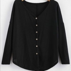 Black ZAFUL drop shoulder v neck cardigan